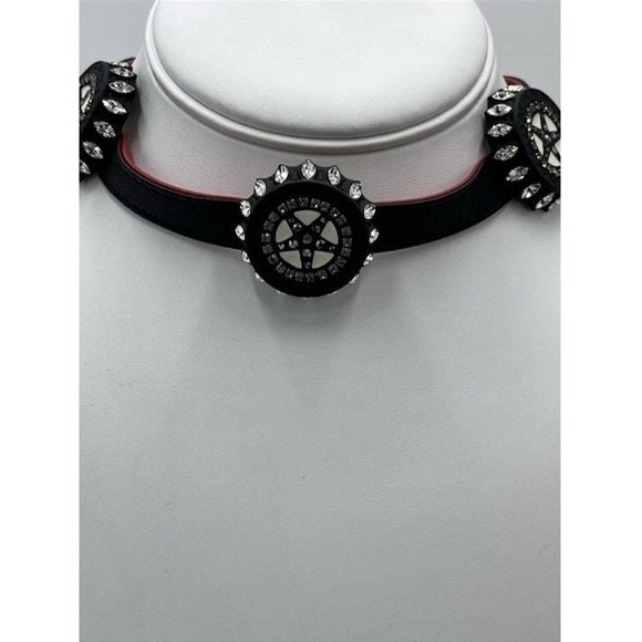 Ermanno SCERVINO French Designer‎ Black Leather Chain Caps Goth Choker Necklace - Picture 11 of 11